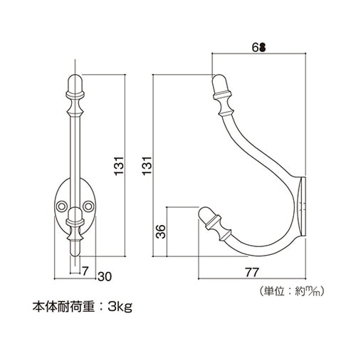 58644 ダブルコートフック ブラック
