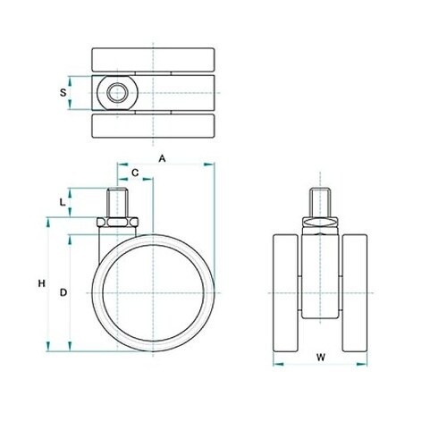 60mm キャスター(ツインホイール/M