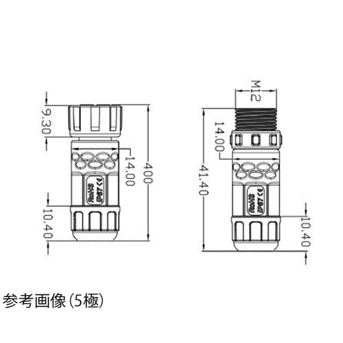 M12 防水プラグ オス・メス 2極 B