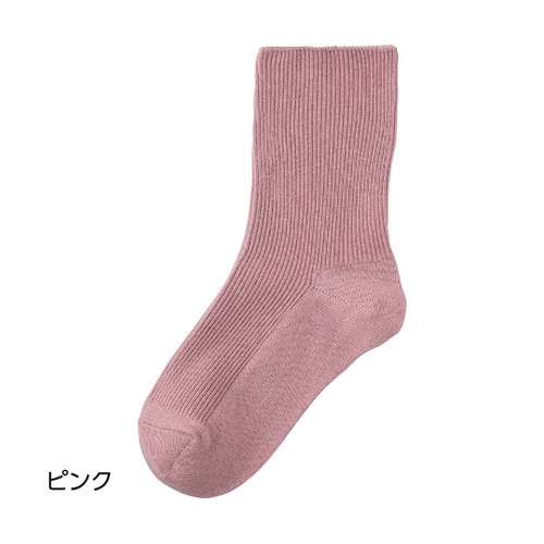 婦人足首ゆったりソックス ピンク 22ー