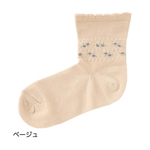 婦人らくらくフィットクルーソックス(花柄