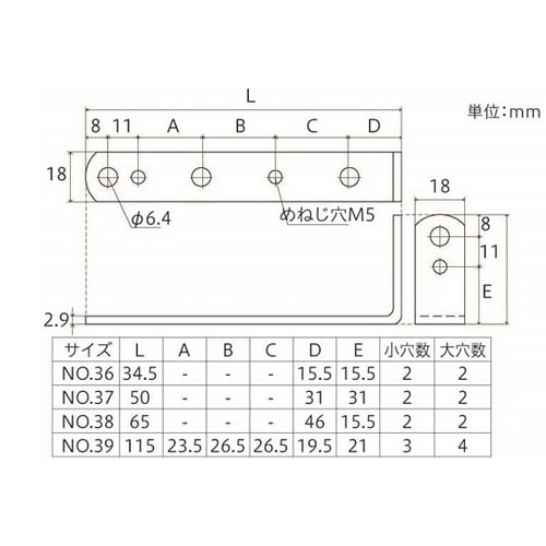 補助金具 黒 No.36 5個入