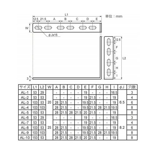 アルミステーL AL2 50×50 3個