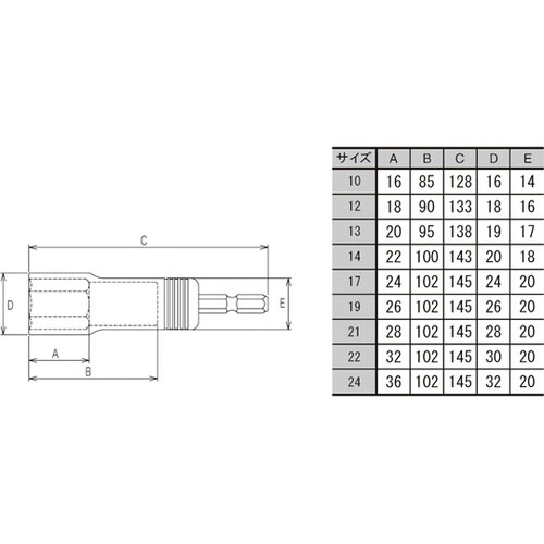 SDソケットロング10 6角 TSK−S