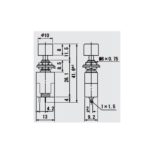 スイッチ 押しボタンタイプ 赤 ON−O