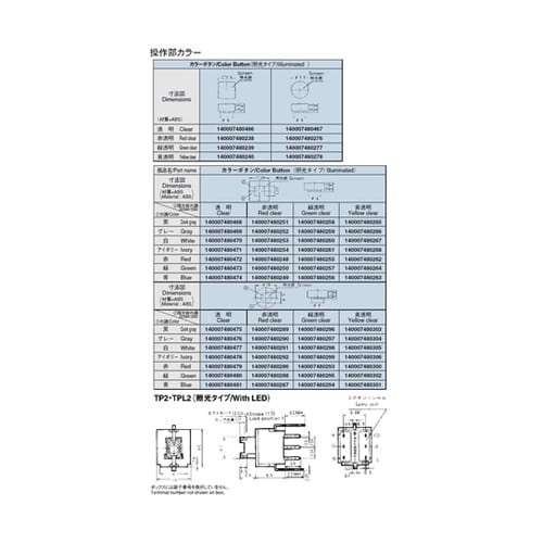 超小形押しボタンスイッチ TP2−01−