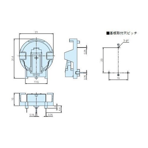 ボタン電池ケース BH−50N型 BH−