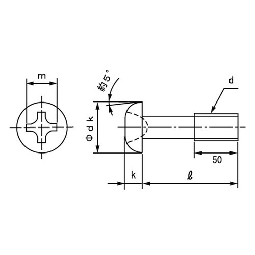 ステン(+)ナベ小ネジ 8×115×50
