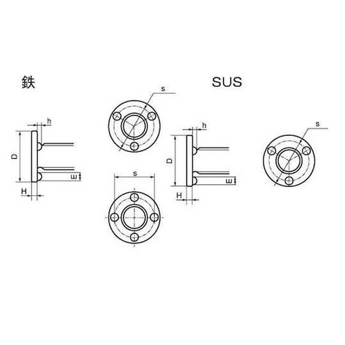 SUSXM7ウエルドBT 突起3 6×4