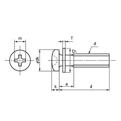 組込みねじ (+)ナベI=1(鉄(または