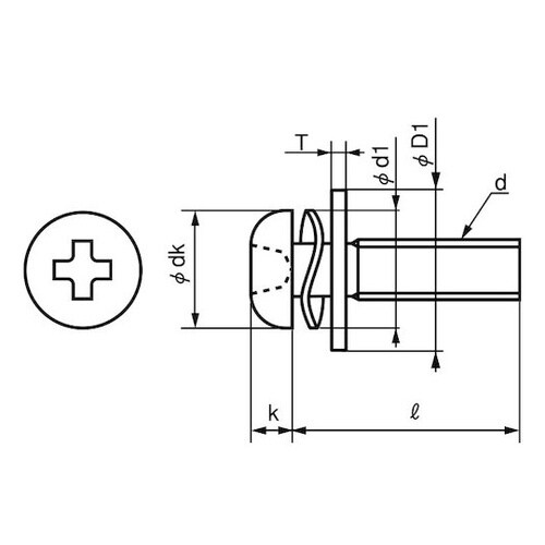 組込みねじ (+)ナベSP=3(鉄(また