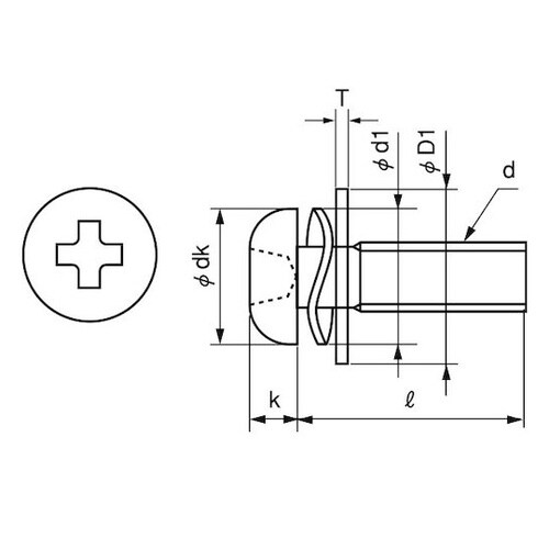 組込みねじ (+)ナベSP=4(鉄(また