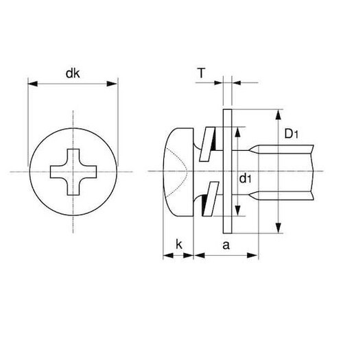組込みねじ (+)ナベPD=3 W径大(