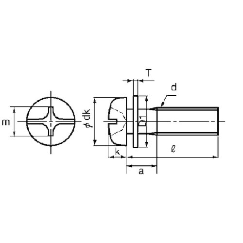 組込みねじ (+−)ナベP=1(鉄(また