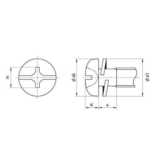 組込みねじ (+−)ナベP=2(鉄(また