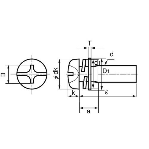組込みねじ (+−)ナベP=3(鉄(また