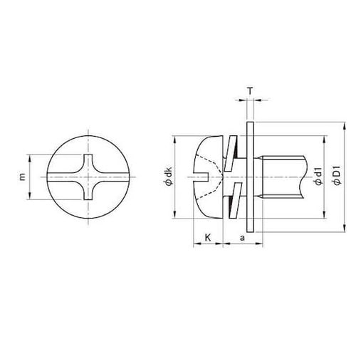 組込みねじ (+−)ナベP=4(鉄(また