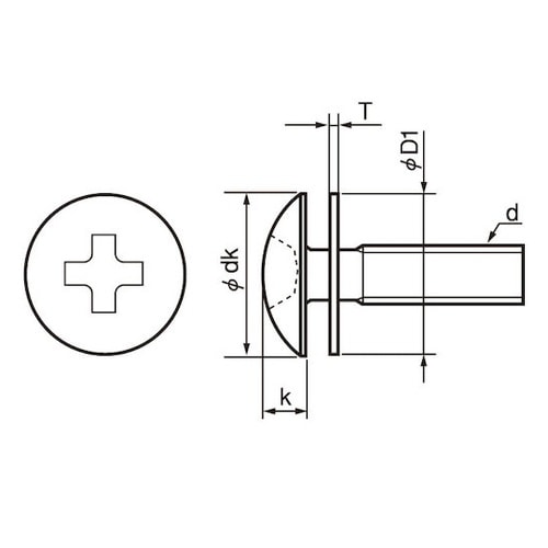 組込みねじ (+)トラス P=1(鉄(ま