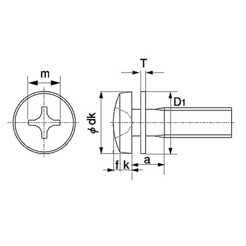 組込みねじ(+)バインドPK=1(鉄(ま