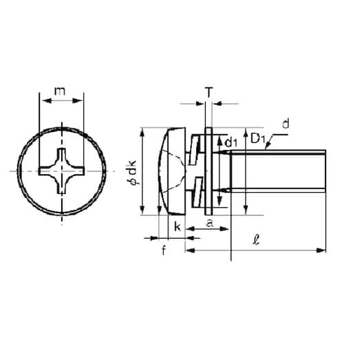 組込みねじ (+)バインドI=3(鉄(ま