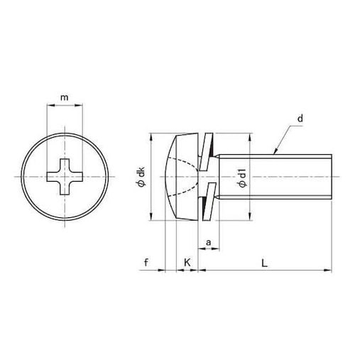 組込みねじ (+)バインドP=2(黄銅・