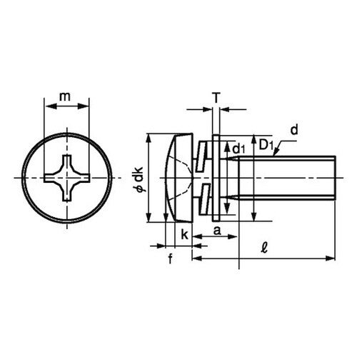 組込みねじ (+)バインドP=4(黄銅・