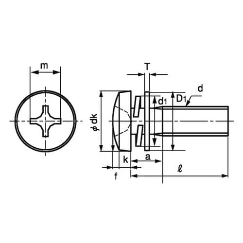 組込みねじ (+)バインドP=4(黄銅・