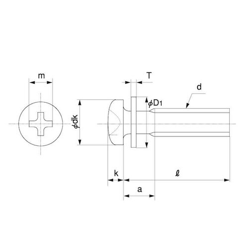 組込みねじ (+)ナベIK=1(SUS(