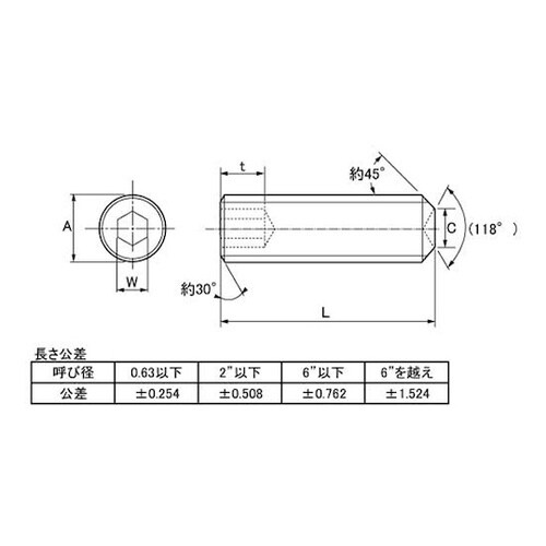 ステンレス HS(UNC(くぼみ先 20