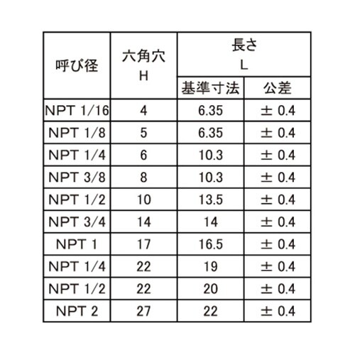 SUSプラグ(沈み NPT 1/16 (