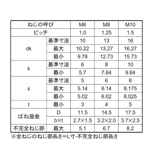 ステンCAP P=2 日本鋲螺製 6×3