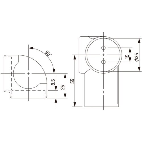 室内手すり用金具 コーナー ブロンズ 直