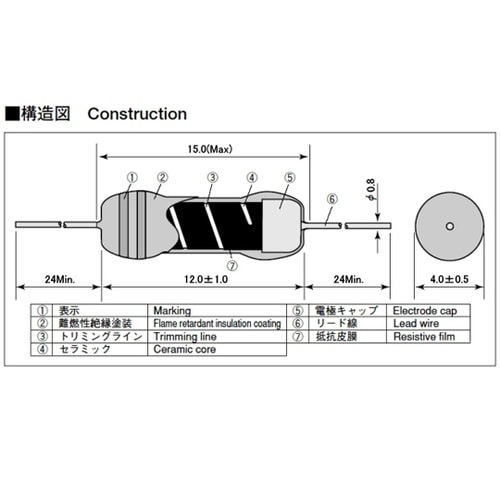 小形金属皮膜抵抗(MOSX)2W 6.2