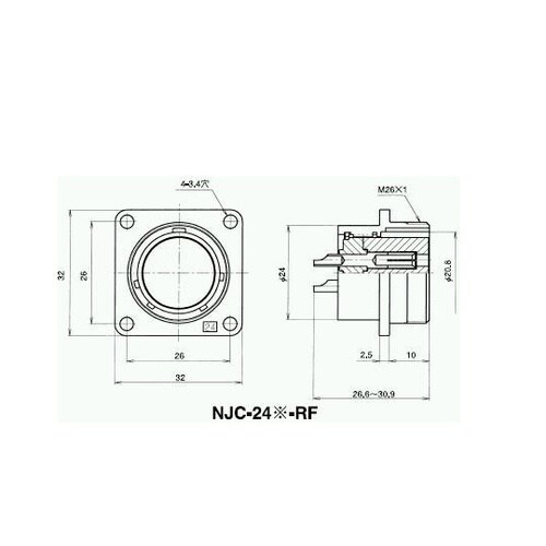 NJCレセプタクル(シェルΦ24・2極)