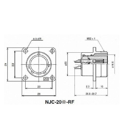 NJCレセプタクル(シェルφ20・12極