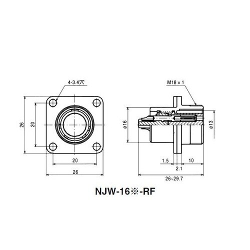 NJWレセプタクル防水型(シェルφ16・