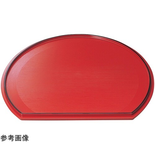 尺1 半月両面盆 黒渕朱/裏刷毛目朱天黒