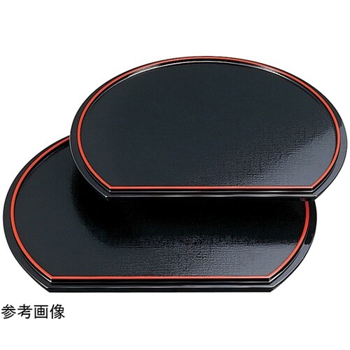 尺2 半月両面布目盆 朱渕黒/黒天朱 1