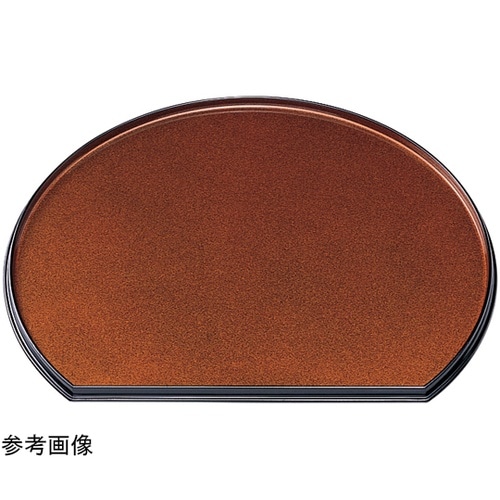 尺1 梅型半月両面盆 朱渕黒/梨地渕黒