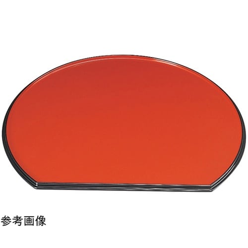 尺1 梅型半月両面盆 黒天朱タタキSL/