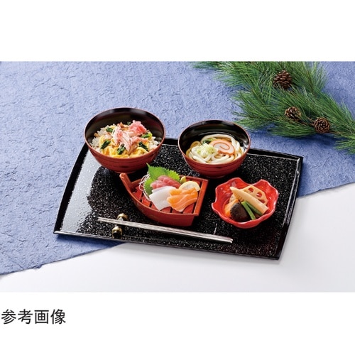 A寿光飯椀 小柿朱根来黒ライ内黒 330