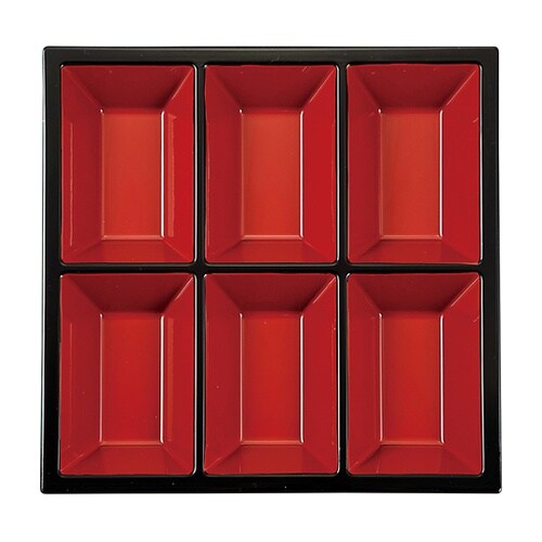 8.5寸 ABS六ッ仕切 朱天黒(裏黒)