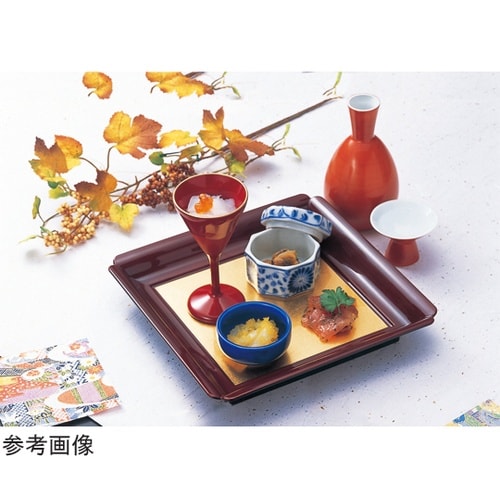 6寸 角彩り皿 溜内金パール 51272