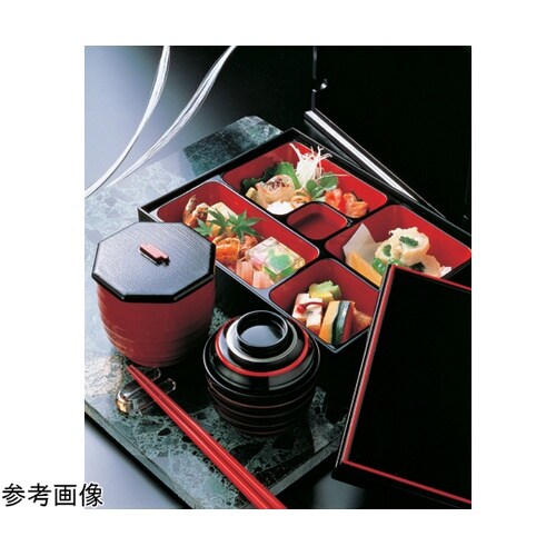 9寸 千筋松花堂 朱天黒(仕切 2102