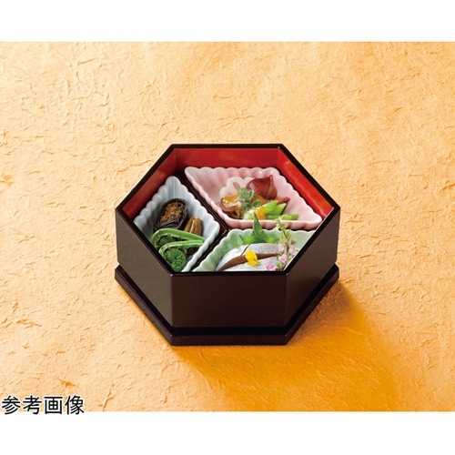 六角布目松花堂 溜内塗無(蓋) 2107