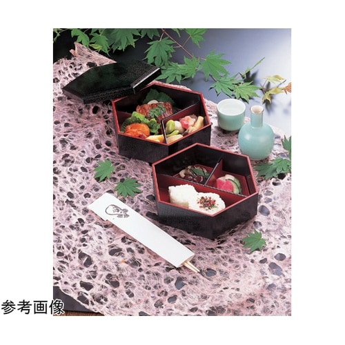 新6寸 布目六角弁当 黒天朱(親) 21