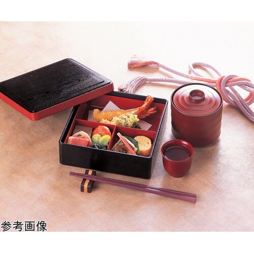 5.5 角木目松花堂 仕切内朱塗 210