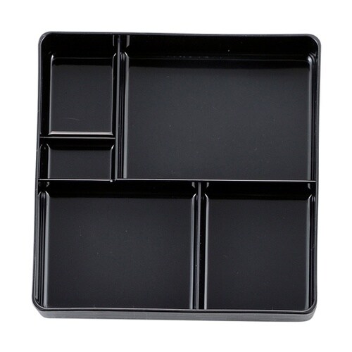 7寸 角ヘギ目弁当 黒天朱内黒(蓋親)