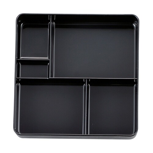 8寸 角ヘギ目弁当 黒天朱内黒(蓋親)