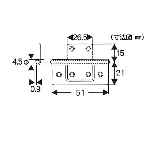 フラッシュ丁番 51mm シルバー 1セ